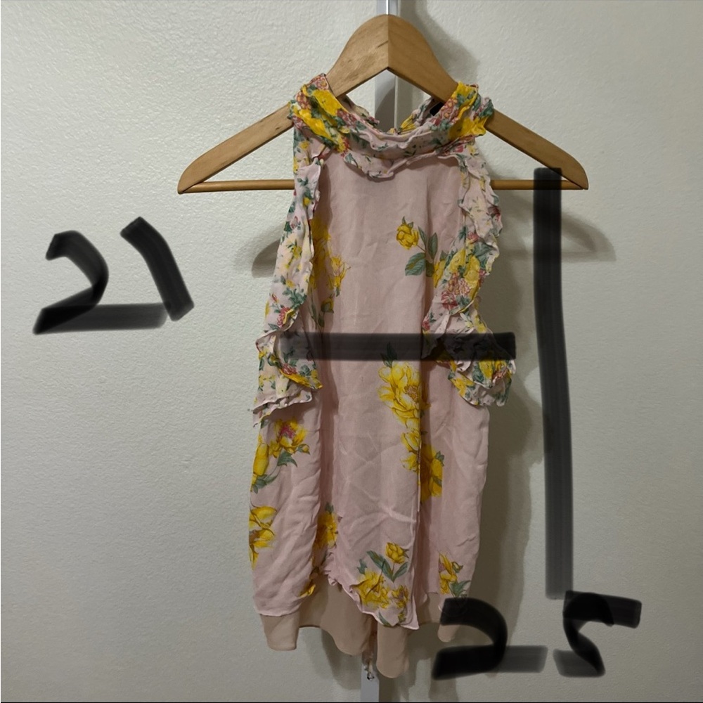 Zara Boho Floral Flowy Halter Top Blouse Pink Medium Prairie Cottage Core - Picture 15 of 15